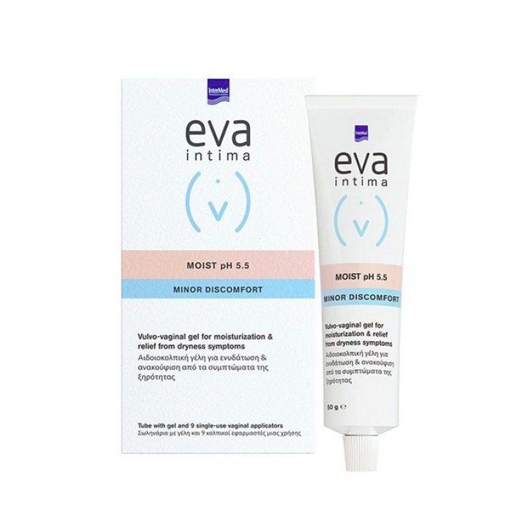 Intermed Eva Intima Moist Gel Minor Discomfort pH 5.5 , 50gr | Αιδοιοκολπική Γέλη , 9 Κολπικοί Εφαρμοστές