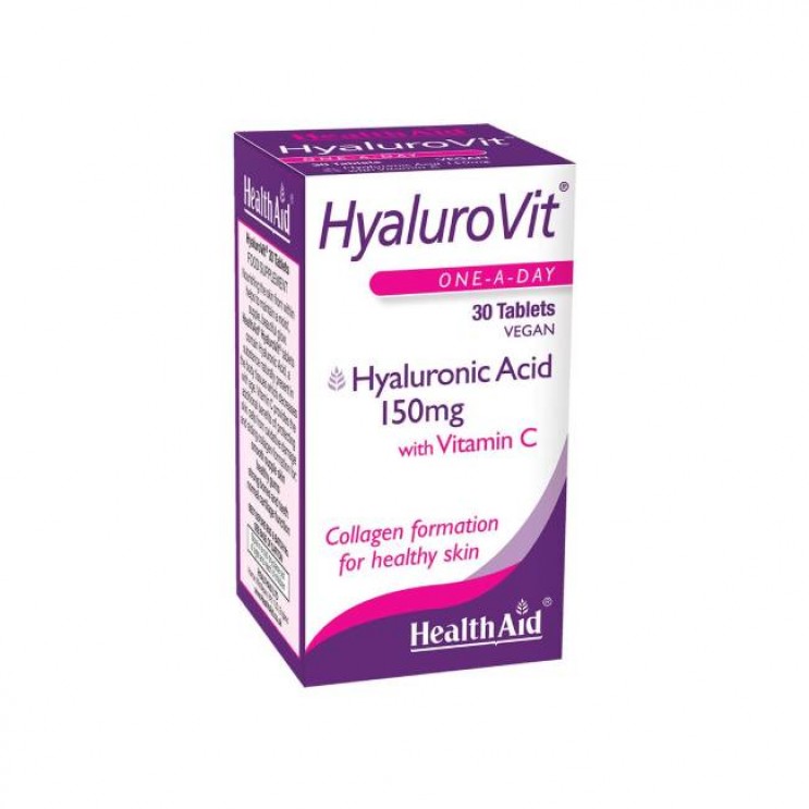 Health Aid HyaluroVit 30tabs | Συμπλήρωμα Διατροφής με Υαλουρονικό Οξύ & Βιταμίνη C για Ελαστικότητα Δέρματος & Χόνδρων ΔΗΜΟΦΙΛΕΣΤΕΡΑ