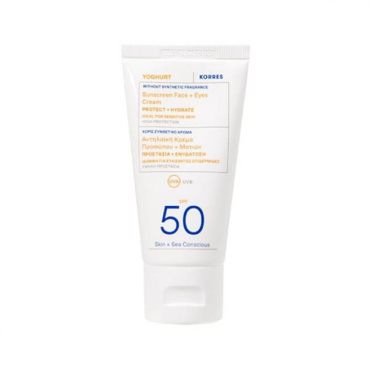 Korres Sunscreen Yoghurt Face & Eyes Cream  SPF50 50ml | Αντηλιακή Κρέμα Προσώπου & Ματιών με Γιαούρτι