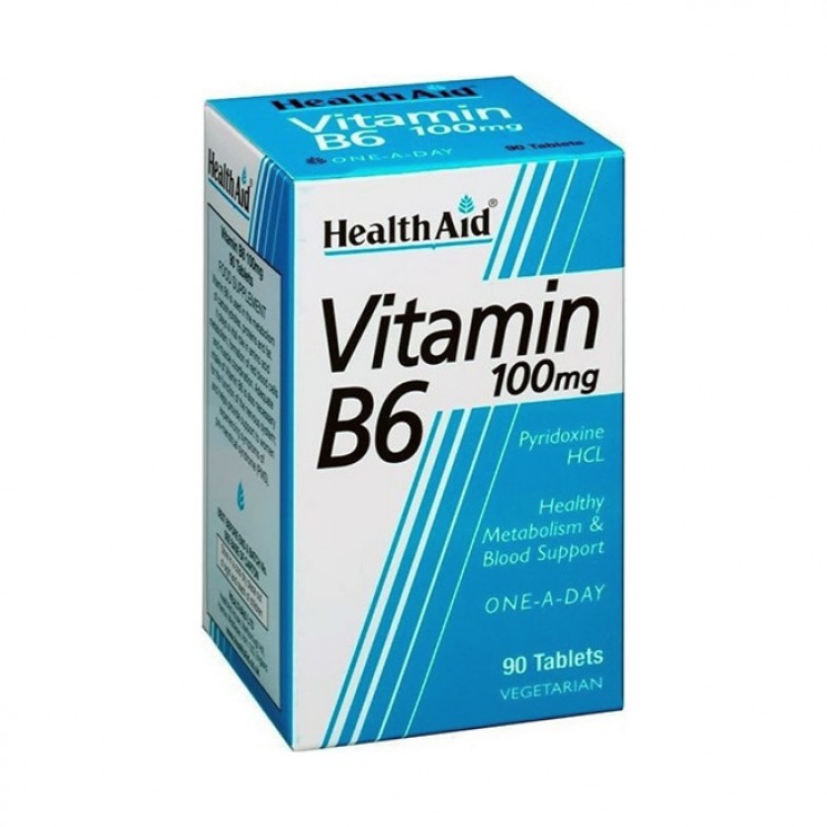 Health Aid Vitamin B6 100mg 90tabs | Συμπλήρωμα Διατροφής Πυροξίνης Βιταμίνη B