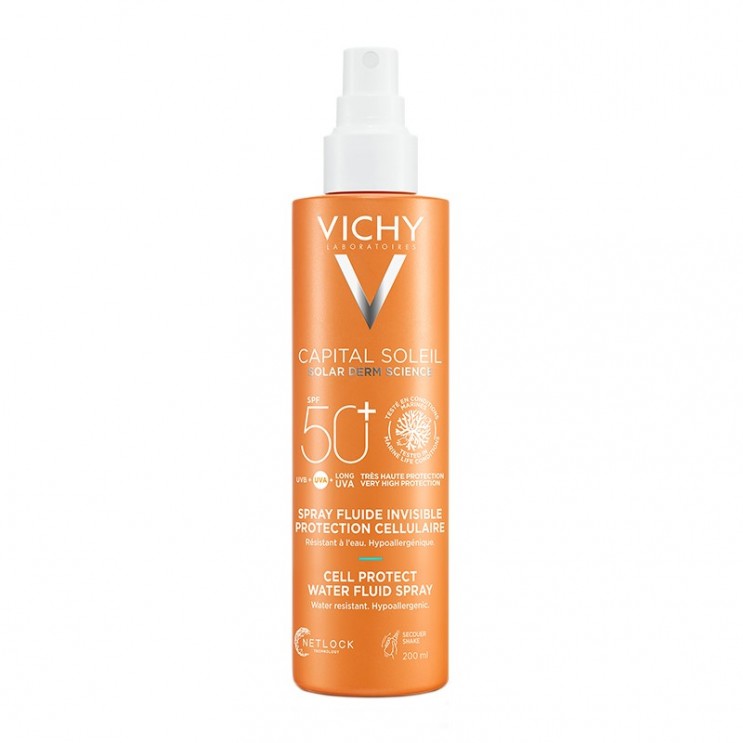 Vichy Capital Soleil Cell Protect Water Fluid Spray SPF50 200ml | Λεπτόρρευστο Αντηλιακό Σπρέι Πολλαπλής Χρήσης