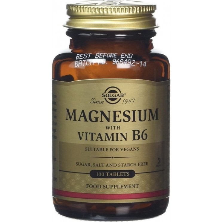 Solgar Magnesium with Vitamin B6 100tabs | Συμπλήρωμα Διατροφής με  Μαγνήσιο και Βιταμίνη Β6 ΒΙΤΑΜΙΝΕΣ