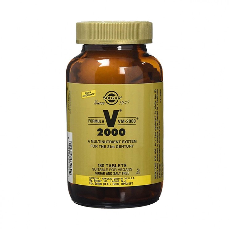 Solgar Formula VM 2000 180tabs | Φόρμουλα Υψηλής Ισχύος για Ενέργεια ΒΙΤΑΜΙΝΕΣ