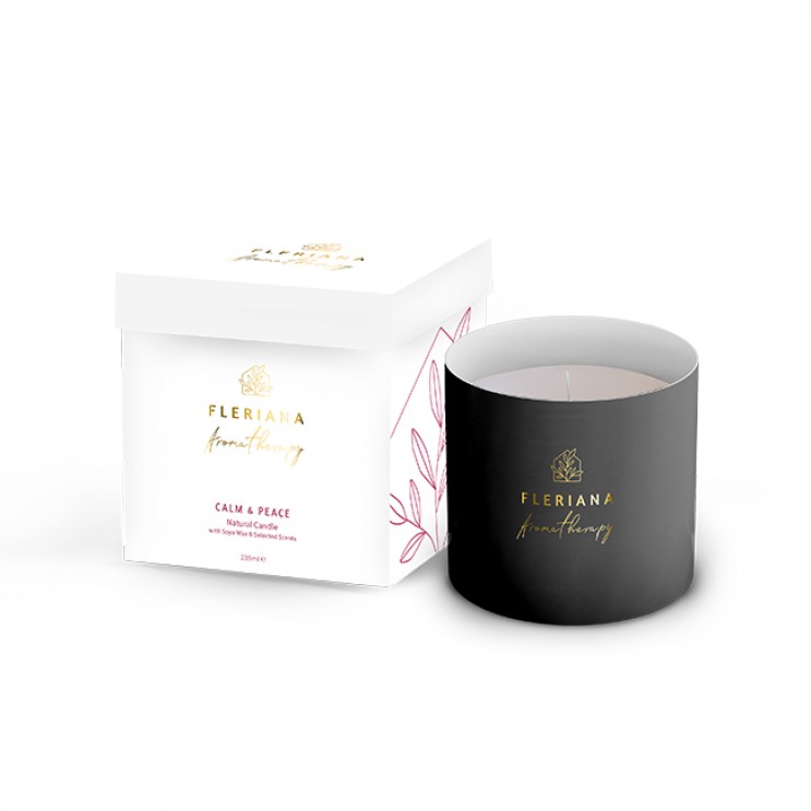 Power Health Fleriana Aromatherapy Natural Candle Aroma Calm & Peace 235ml | Αρωματικό Κερί Σόγιας σε Βάζο 