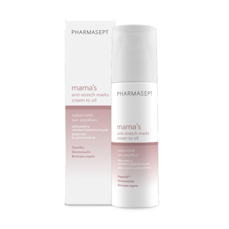 Pharmasept Mama's Anti-stretch Marks Cream to Oil 150ml | Κρέμα Σώματος για την Πρόληψη & Αντιμετώπιση  των Ραγάδων 