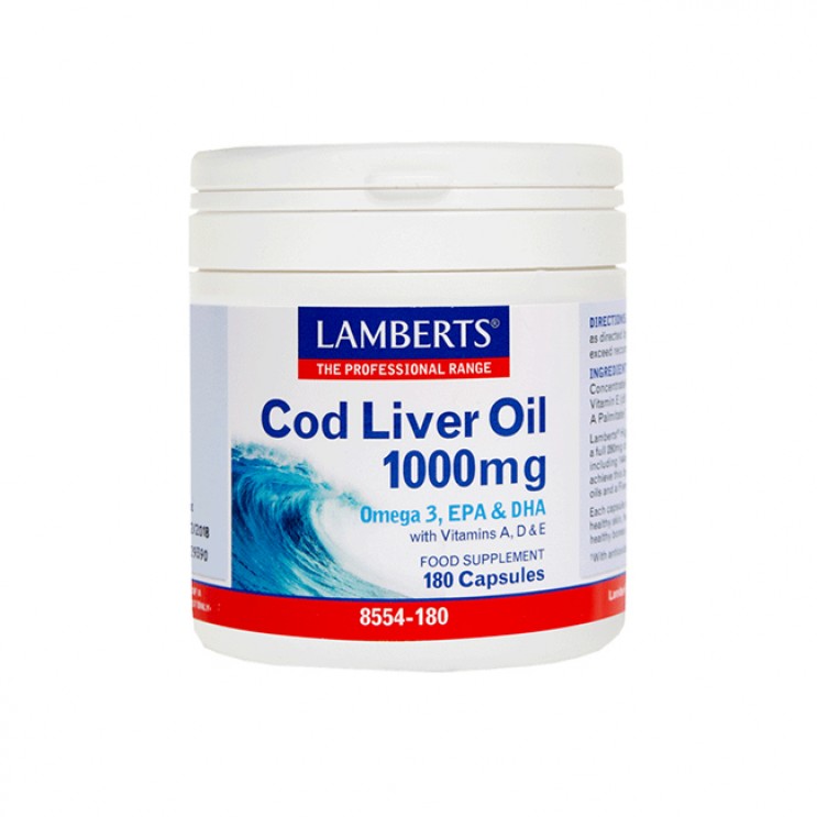 Lamberts Cod Liver Oil 1000mg 180caps | Μουρουνέλαιο Πενταπλής Μοριακής Απόσταξης ΔΗΜΟΦΙΛΕΣΤΕΡΑ