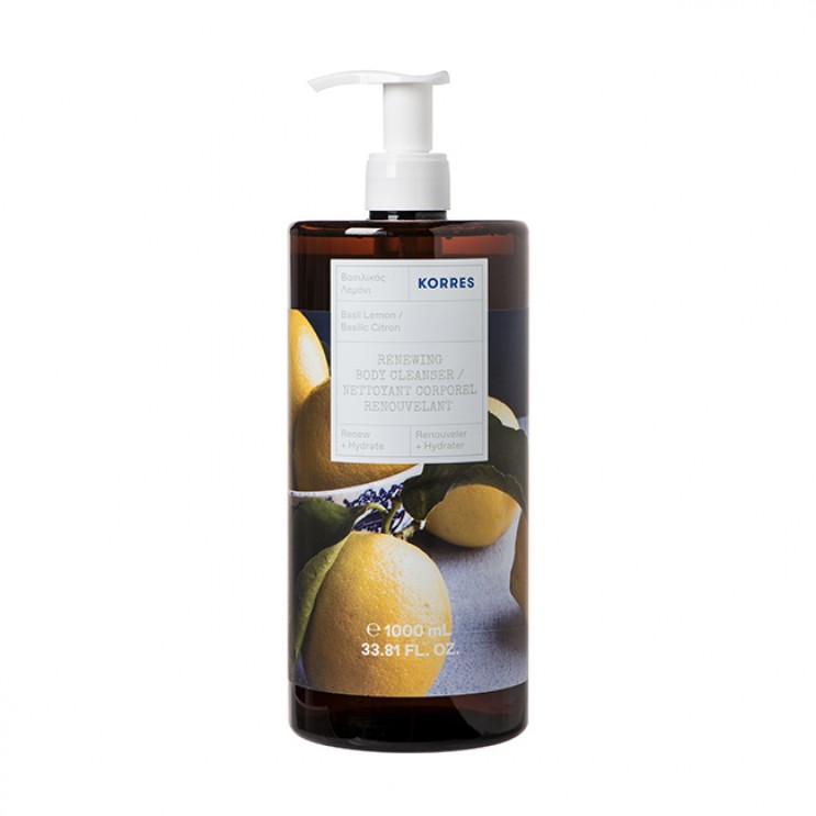 Korres Body Cleanser Basil Lemon 1lt| Αφρόλουτρο με Άρωμα Βασιλικός Λεμόνι