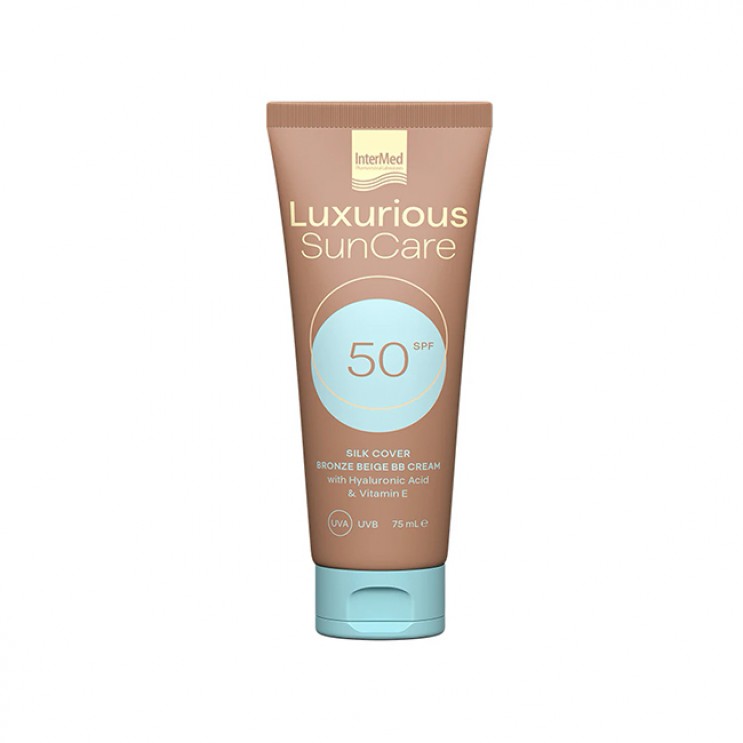 Intermed Luxurious Sun Care Silk Cover BB Cream Spf 50 Bronze 75ml | Υψηλή Αντιηλιακή Προστασία & Ανάπλαση Προσώπου με Χρώμα