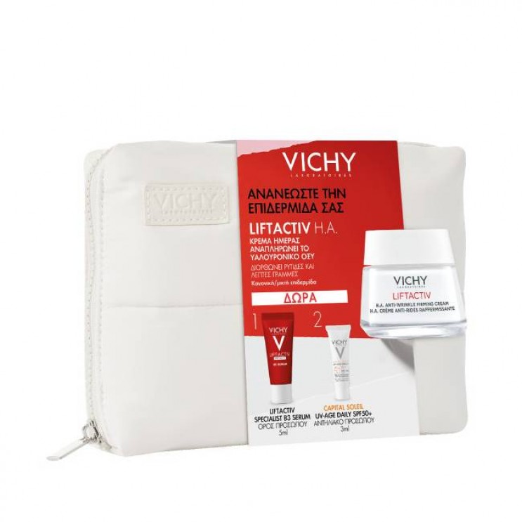 Vichy Liftactiv H.A Anti-Wrinkle Firming Cream Dry Skin  5Vichy Liftactiv H.A Anti-Wrinkle Firming Cream Αντιρυτιδική - Συσφικτική Κρέμα Ημέρας για Κανονική έως Μεικτή Επιδερμίδα 50ml & Δώρο Liftactiv B3 Serum Ορός Προσώπου 5ml & UV Age Daily spf 