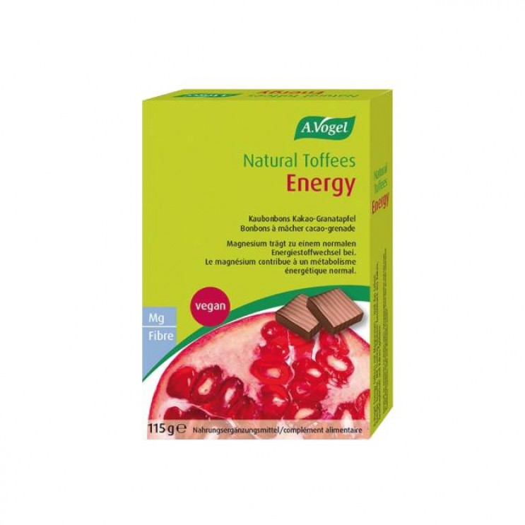 A.Vogel Energy Toffees Pomegranate 115gr | Καραμέλες με Μαγνήσιο, Κακάο και Ρόδι για Ενέργεια