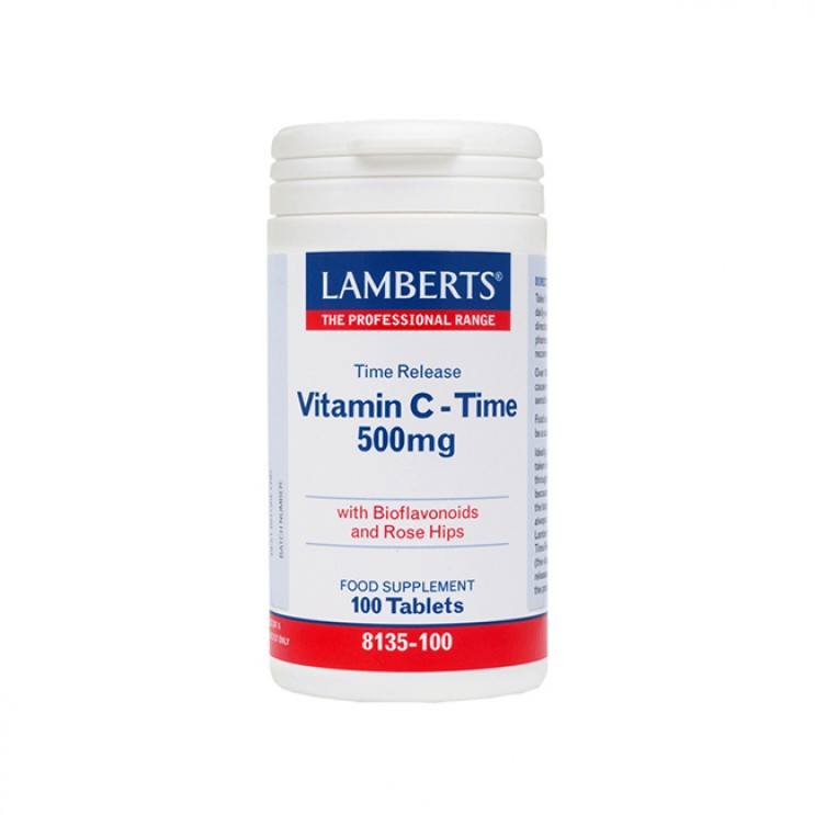 Lamberts Vitamin C-Time 500mg 100tabs | Συμπλήρωμα Διατροφής Βιταμίνης C για Ένα Υγειές Ανοσοποιητικό Σύστημα 