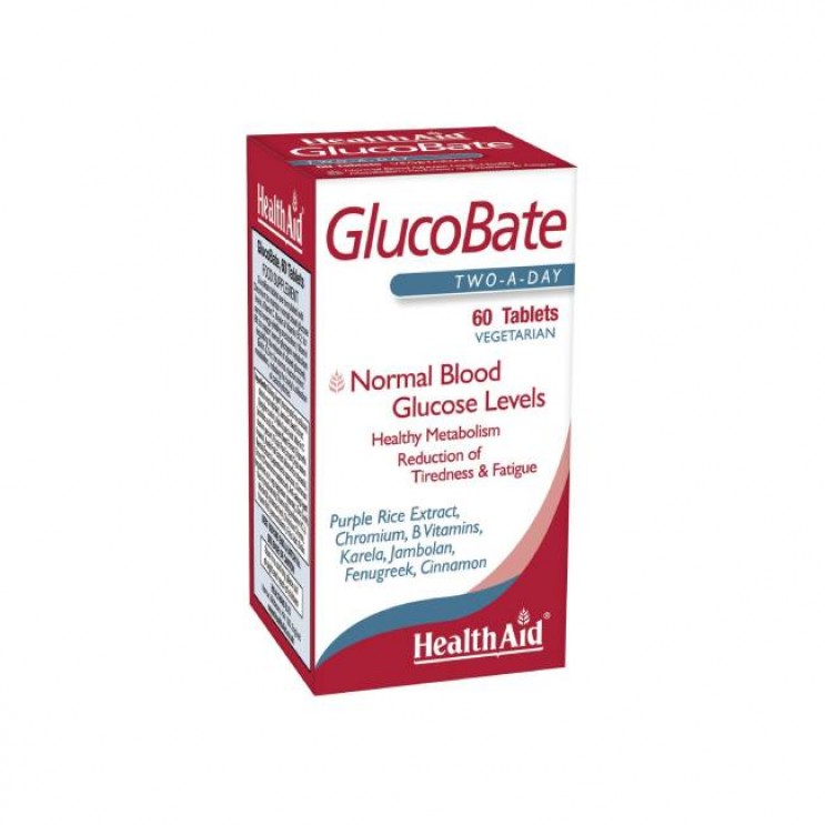 Health Aid GlucoBate  60vtabs | Συμπλήρωμα Διατροφής για Ρύθμιση Γλυκόζης 