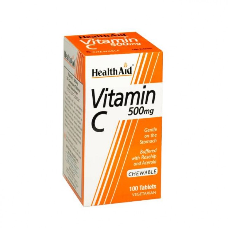 Health Aid Vitamin C 500mg Chewable100tabs | Μασώμενες Ταμπλέτες Βιταμίνης C με Γεύση Πορτoκάλι ΒΙΤΑΜΙΝΕΣ