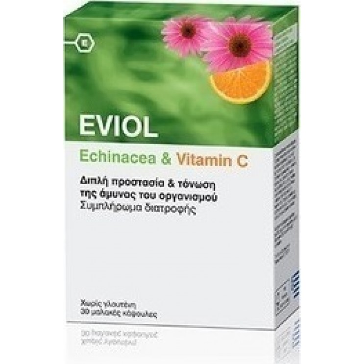 Eviol Echinacea & Vitamin C 30caps - Διπλή προστασία και τόνωση της άμυνας του οργανισμού