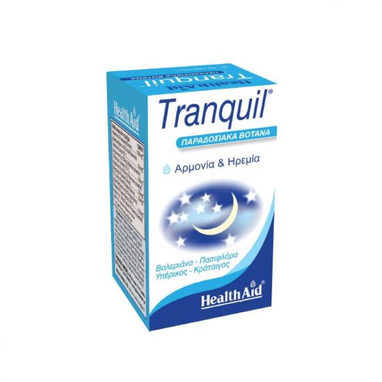 Health Aid Tranquil 30caps | Συμπλήρωμα Διατροφής με Βαλεριάνα, Κράταιγο, Πασιφλόρα & Υπέρικο για Καταπολέμηση Άγχους & Αϋπνίας 