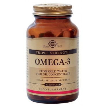 Solgar Omega-3 Τriple Strength 50softgels | Συμπλήρωμα με Ωμέγα 3 Λιπαρά Οξέα