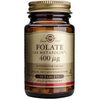 Solgar Folate (as Metafolin) 400mcg, 50tabs | Συμπλήρωμα Διατροφής με Φολικό Οξύ