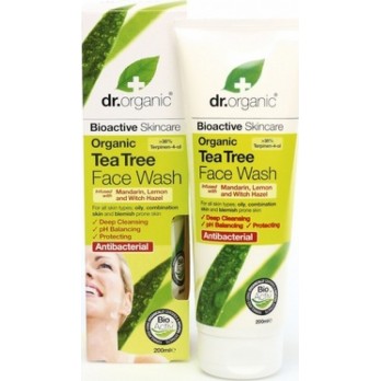 Dr. Organic Tea Tree Face Wash Ζελ Καθαρισμού Προσώπου με Τεϊόδεντρο 200ml 