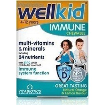 Vitabiotics Wellkid Immune 30 Mασώμενες Tαμπλέτες, 4-12 ετών