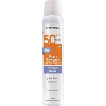 Frezyderm Sun screen Invisible Spray SPF50 200ml | Αντιηλιακό Σπρέι για Πρόσωπο & Σώμα