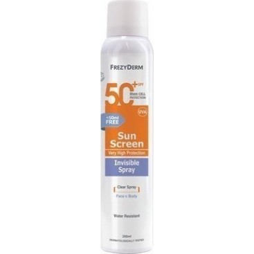 Frezyderm Sun screen Invisible Spray SPF50 200ml | Αντιηλιακό Σπρέι για Πρόσωπο & Σώμα