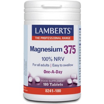 Lamberts Magnesium 375 180tabs |Συμπλήρωμα Διατροφής των 4ων Σημαντικότερων Μορφών Αλάτων Μαγνησίου 