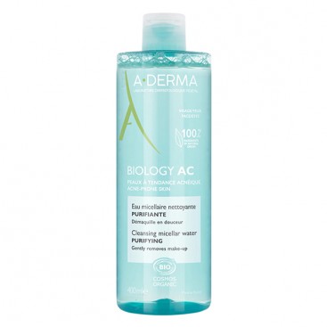 A-Derma Biology AC Purifying Cleansing Micellar Water  400ml | Νερό Καθαρισμού Ντεμακιγιάζ με Μικύλλια για Δέρμα Με Τάση Ακμής 