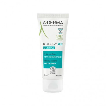 A-Derma Biology AC Global 40ml | Κρέμα Προσώπου για Ματ Αποτέλεσμα κατά των Ατελειών