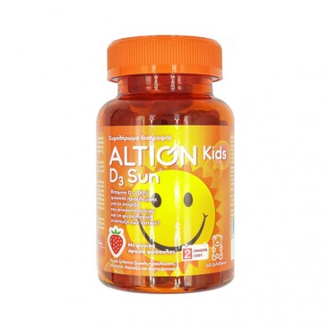 Altion Kids D3 Sun 60 Ζελεδάκια | Συμπλήρωμα Διατροφής Βιταμίνης D3 για Παιδιά με Γεύση Φράουλα