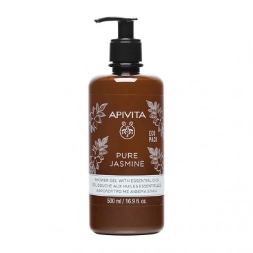 Apivita Pure Jasmine Shower Gel with Essential Oils Eco Pack 500ml |Αφρόλουτρο με Αιθέρια Έλαια 