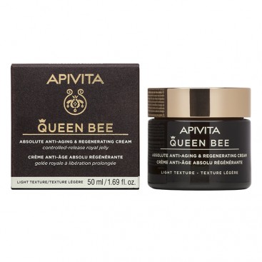 Apivita Queen Bee Absolute Anti Aging & Regenerating Cream Light Texture 50ml  | Κρέμα Απόλυτης Αντιγήρανσης & Αναγέννησης Ελαφριάς Υφής