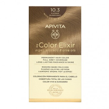 Apivita My Color Elixir 10.3 Platinum Blonde Gold  | Μόνιμη Βαφή Μαλλιών 10.3 Κατάξανθο Χρυσό