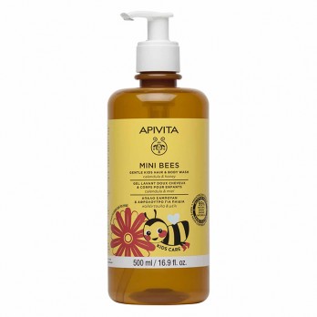 Apivita Mini Bees Gentle Kids Hair & Body Wash 500ml | Απαλό Σαμπουάν & Αφρόλουτρο για Παιδιά με Καλέντουλα & Μέλι