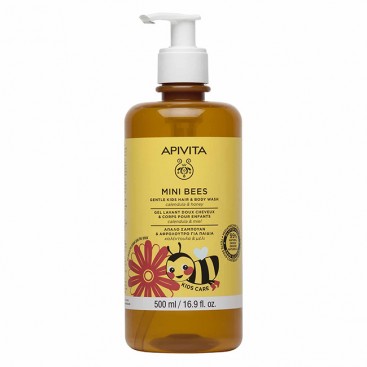 Apivita Mini Bees Gentle Kids Hair & Body Wash 500ml | Απαλό Σαμπουάν & Αφρόλουτρο για Παιδιά με Καλέντουλα & Μέλι