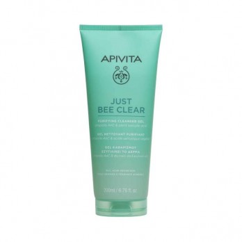 Apivita Just Bee Clear Purifying Cleanser Gel 200ml | Τζελ Καθαρισμού για την Λιπαρή με Τάση Ακμής Επιδερμίδα