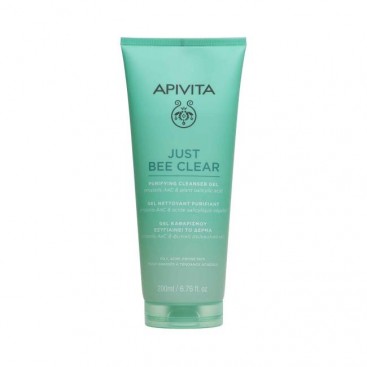 Apivita Just Bee Clear Purifying Cleanser Gel 200ml | Τζελ Καθαρισμού για την Λιπαρή με Τάση Ακμής Επιδερμίδα