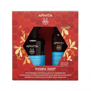 Apivita Hydration Moisturizing Shampoo  Σαμπουάν Ενυδάτωσης με Υαλουρονικό Οξύ & Αλόη 250ml & Hydration Moisturizing Leave In Conditioner Κρέμα Μαλλιών Ενυδάτωσης Χωρίς Ξέβγαλμα 100ml 