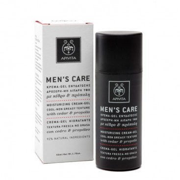 Apivita Men's Care Gel 50ml |Κρέμα - Gel Ενυδάτωσης με Δροσερή Μη Λιπαρή Υφή με Κέδρο & Πρόπολη 