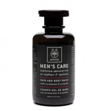 Apivita Men's Care Hair & Body Wash 250ml | Σαμπουάν & Αφρόλουτρο για Άντρες με Κάρδαμο & Πρόπολη 