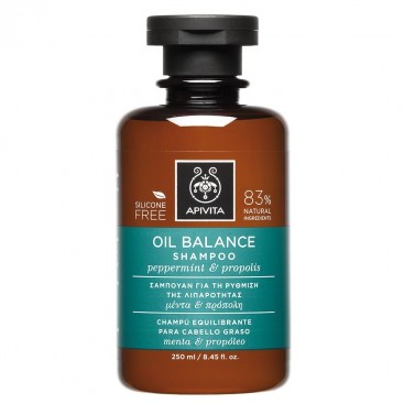 Apivita Oil Balance Shampoo 250ml  | Σαμπουάν Ρύθμισης της Λιπαρότητας με Μέντα & Πρόπολη 