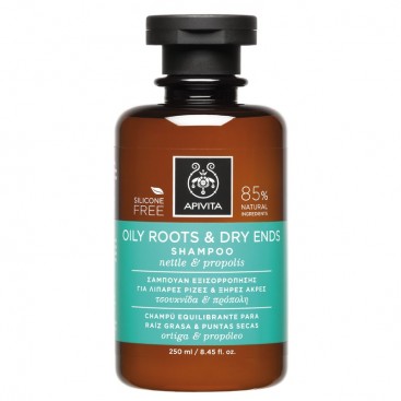 Apivita Oily Roots & Dry Ends Shampoo 250ml  | Σαμπουάν για Λιπαρές Ρίζες & Ξηρές Άκρες με Τσουκνίδα & Πρόπολη 