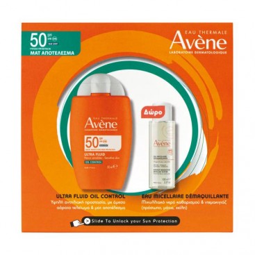 Avene Ultra Fluid Oli Control SPF50 Λεπτόρρευστο Αντηλιακό Χωρίς Άρωμα για Ευαίσθητο Δέρμα 50ml & Δώρο Eau Micellaire Demaquillante Νερό Καθαρισμού 100ml