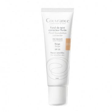 Avene Couvrance Fond deTeint Correcteur Fluide SPF20 No2.5 Beige 30ml | Υγρό Διορθωτικό Make up για Μέτριες Δερματικές Ατέλειες