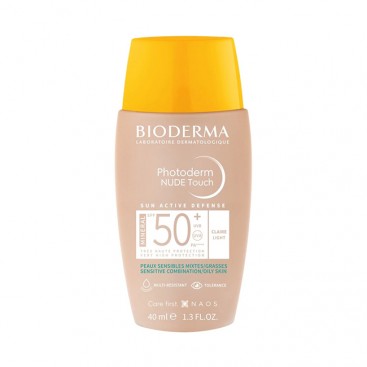 Bioderma Photoderm Nude Touch SPF50+ Light Colour 40ml | Aντιηλιακή Κρέμα Προσώπου για Ματ Κάλυψη Ανοιχτή Απόχρωση 