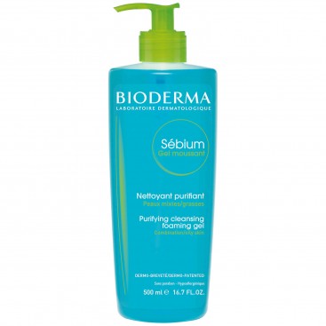 Bioderma Sebium Gel Moussant 500ml | Απαλό Αφρίζον Τζελ Καθαρισμού για Μικτές και Λιπαρές Επιδερμίδες 