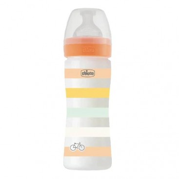 Chicco Well Being Μπιμπερό Πλαστικό Colors Unisex 2+m 250ml | Μπιμπερό με Θηλή Σιλικόνης Μέτριας Ροής