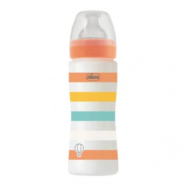 Chicco Well Being Μπιμπερό Πλαστικό Colors Unisex 4m+ 330ml | Μπιμπερό με Θηλή Σιλικόνης Γρήγορης Ροής 