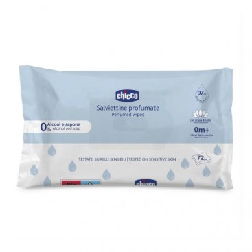 Chicco Perfumed Wipes 72τμχ | Μωρομάντηλα Χωρίς Οινόπνευμα & Σαπούνι 0m+