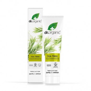 Dr. Organic Tea Tree Toothpaste 100ml | Αντιδακτηριακή Οδοντόκρεμα Τριπλής Δράσης με Βιολογικό  Τεϊόδεντρο