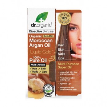 Dr. Organic Moroccan Argan Oil Liquid Gold 50ml | 100% Αγνό Έλαιο Argan  για την Περιποίηση των Μαλλιών, των Νυχιών και του Δέρματος